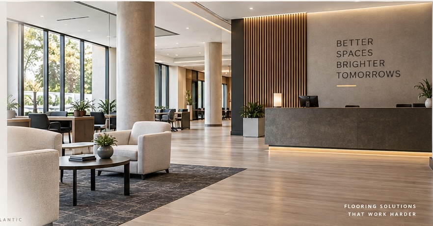Premium commercial interior with finished flooring